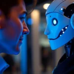 Human or not: Interactive scene showing a person and AI chatbot engaging in conversation, illustrating AI detection skills for users.